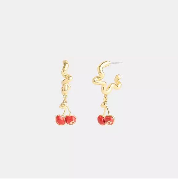 Coach Cherry Wavy Huggie Earrings - Picture 1 of 7
